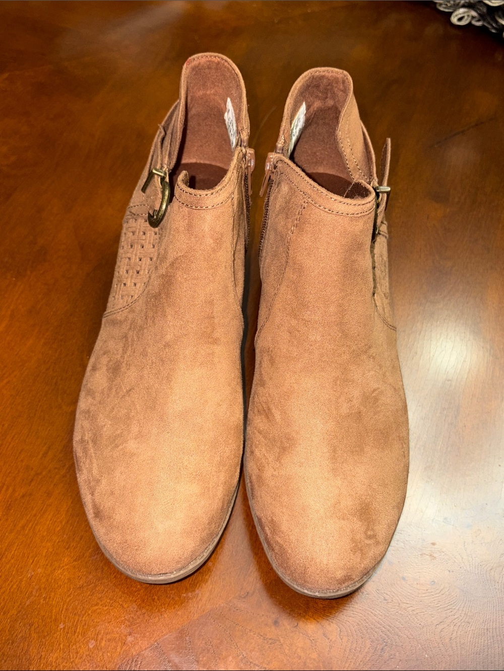LOWER EAST SIDE Suede Ankle Booties in Tan